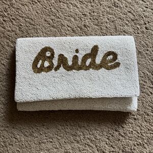 White Bride Clutch with Gold Beading